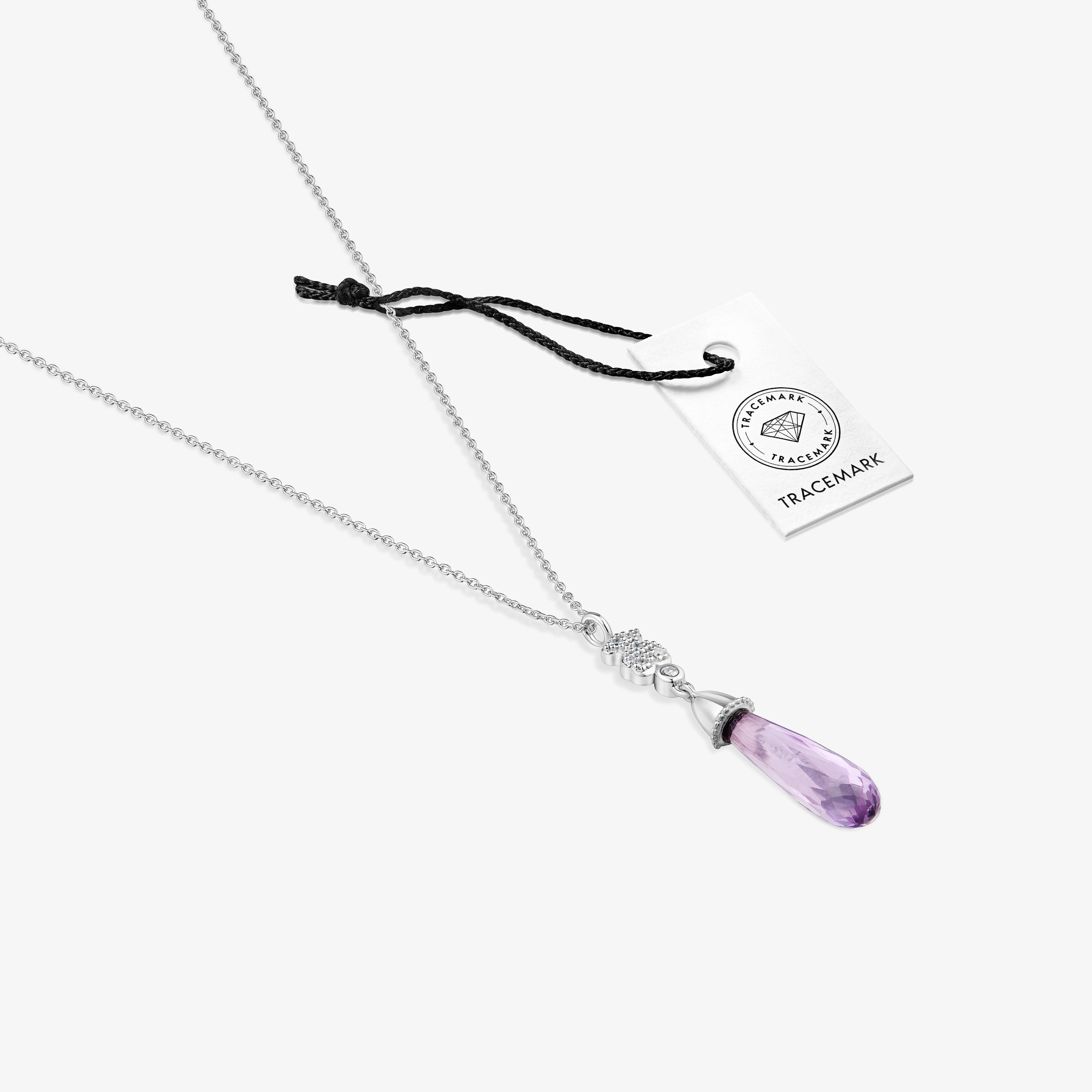 Short 18K white- gold bear Necklace with diamonds and amethyst TOUS Grain