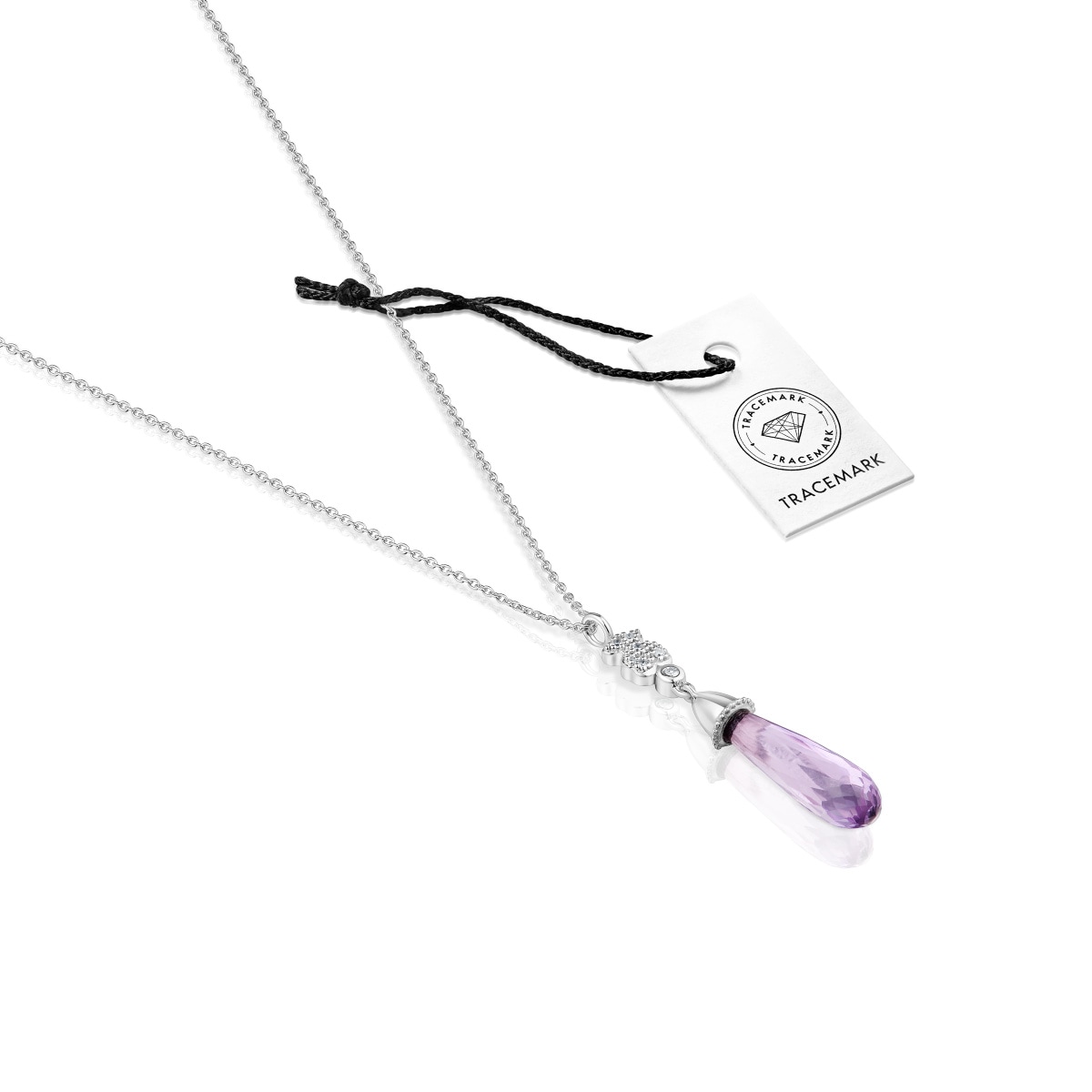 Short white-gold bear Necklace with diamonds and amethyst TOUS Grain