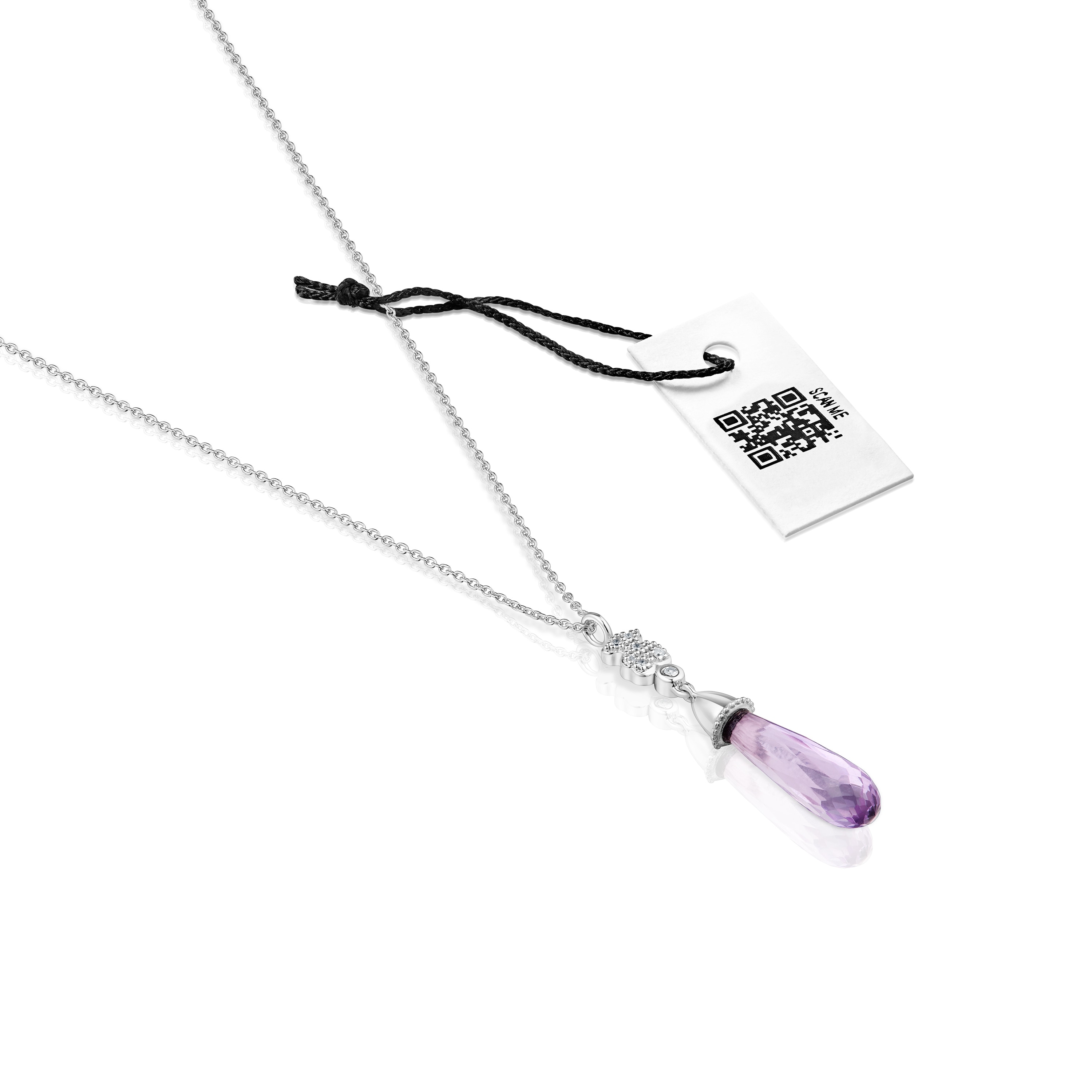 Short 18K white- gold bear Necklace with diamonds and amethyst TOUS Grain