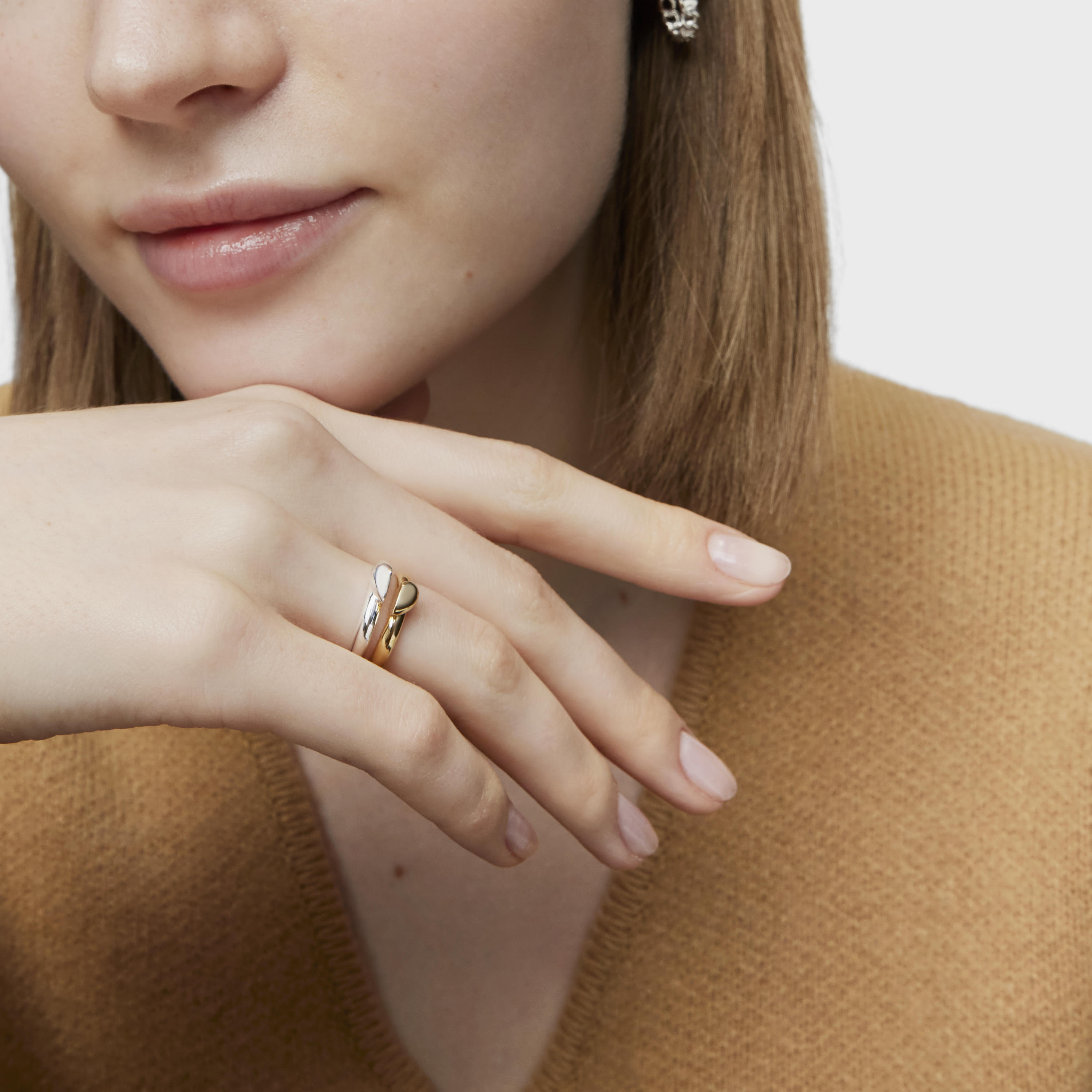 Set small two-tone heart Rings My Other Half