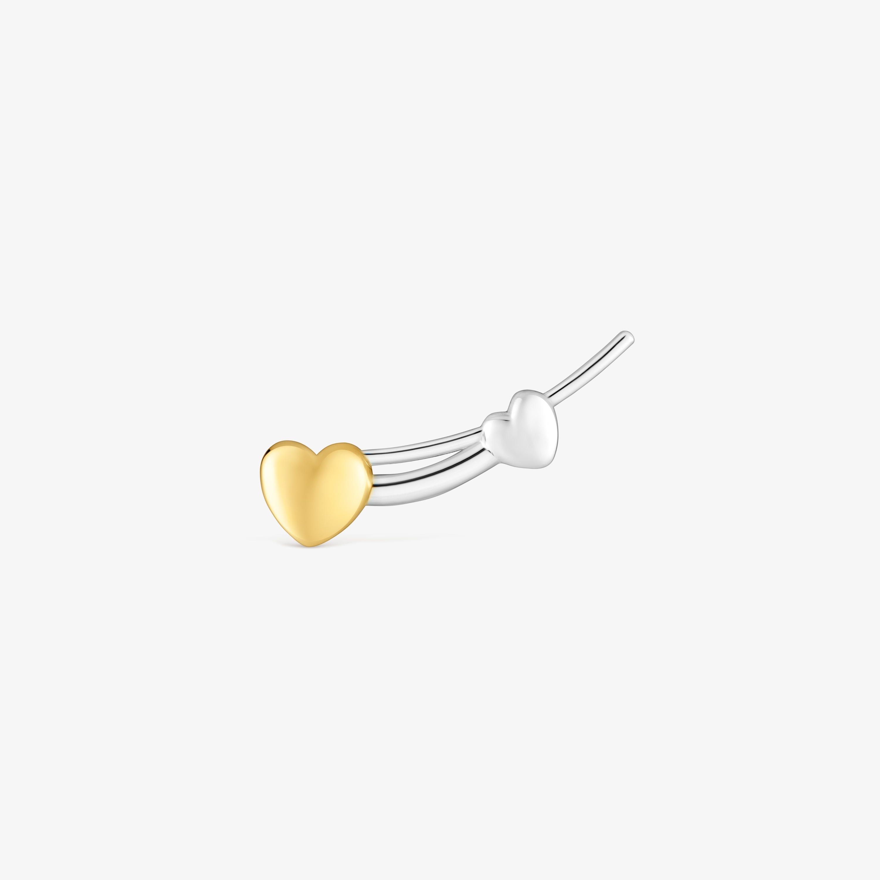 Two-tone heart Climber earring My Other Half