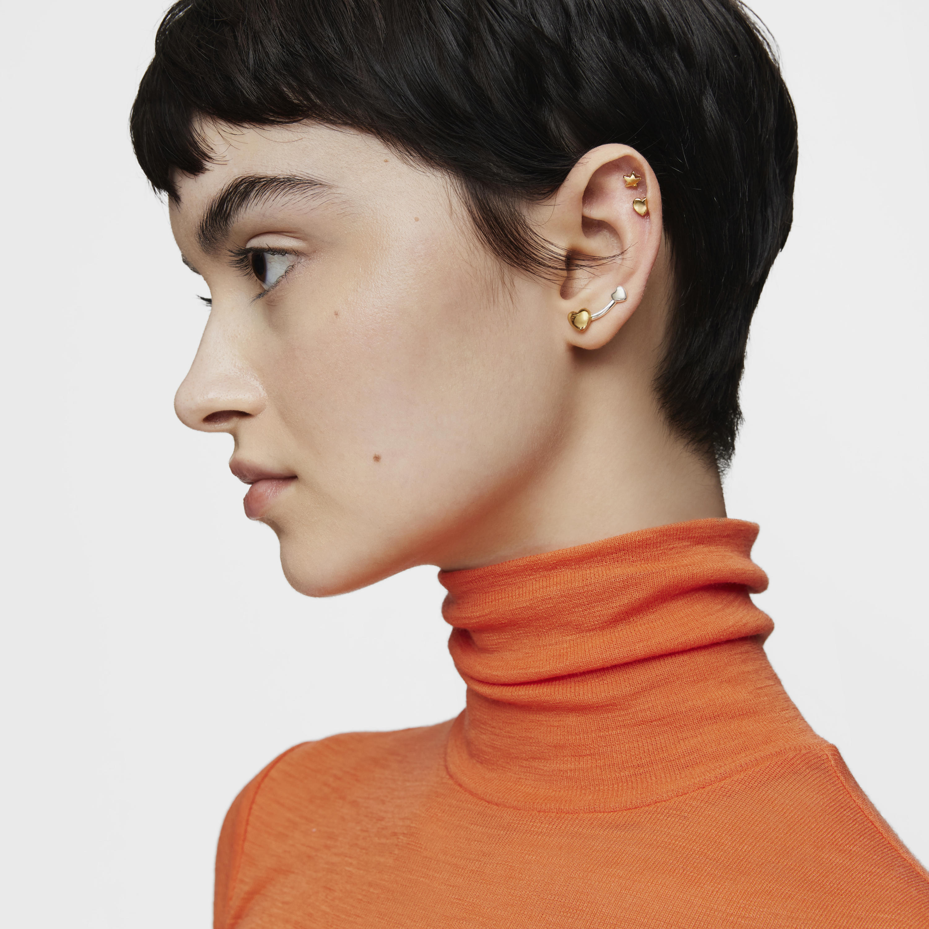 Two-tone heart Climber earring My Other Half