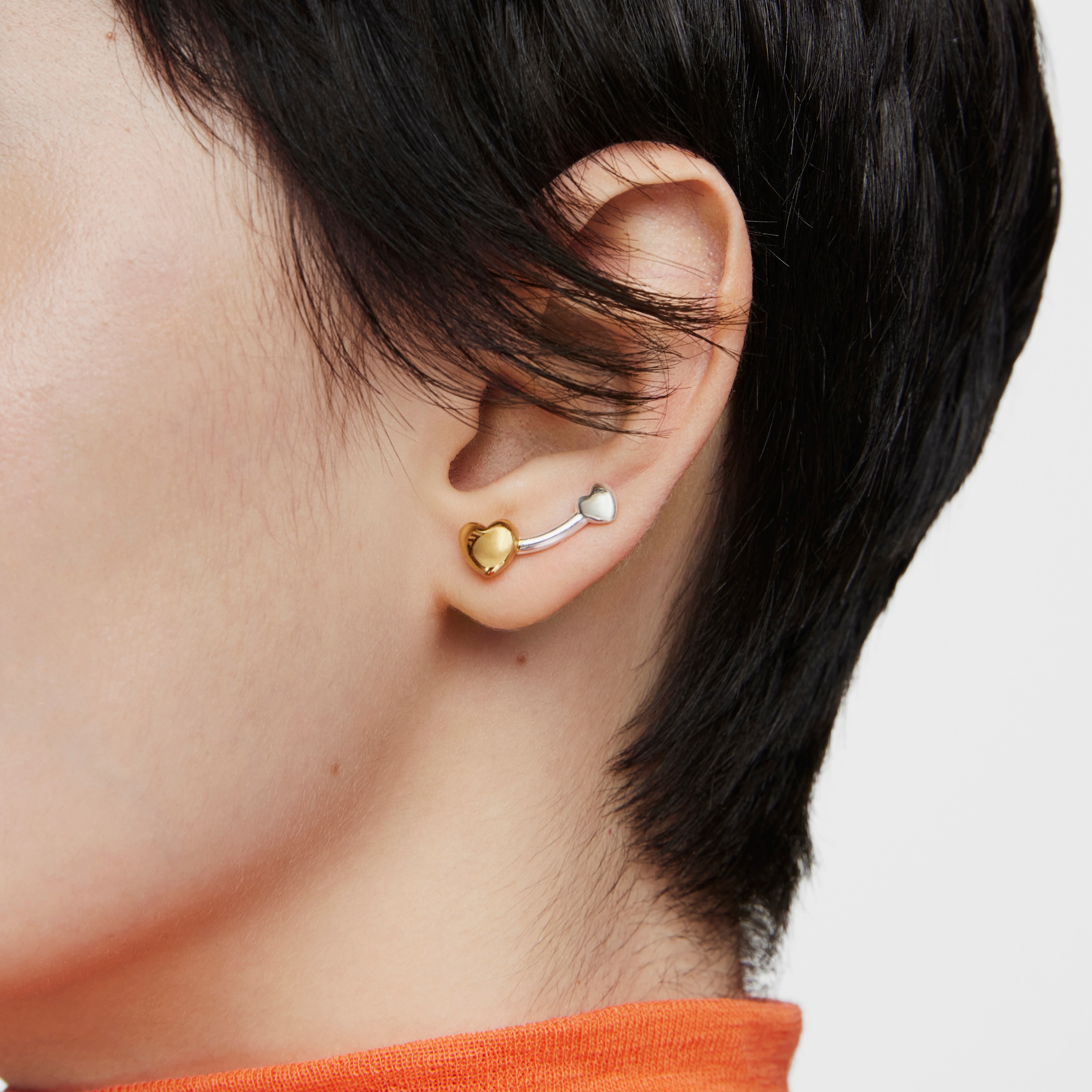 Two-tone heart Climber earring My Other Half