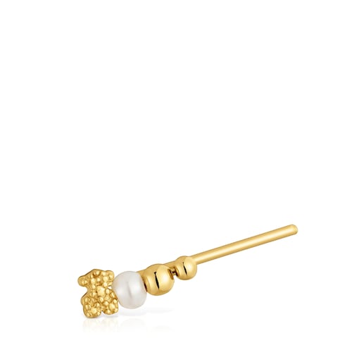 Pendiente trepador con baño de oro de 18 kt sobre plata y perla cultivada TOUS Grain