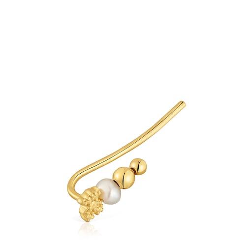 Pendiente trepador con baño de oro de 18 kt sobre plata y perla cultivada TOUS Grain