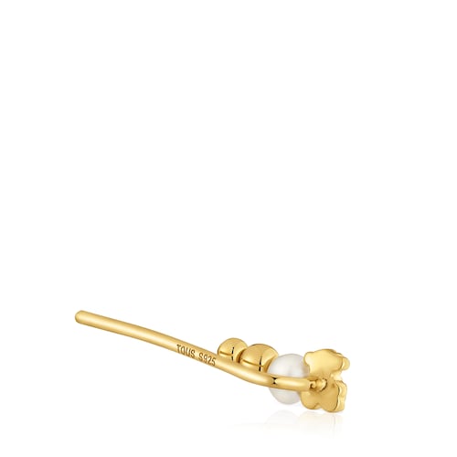 Pendiente trepador con baño de oro de 18 kt sobre plata y perla cultivada TOUS Grain