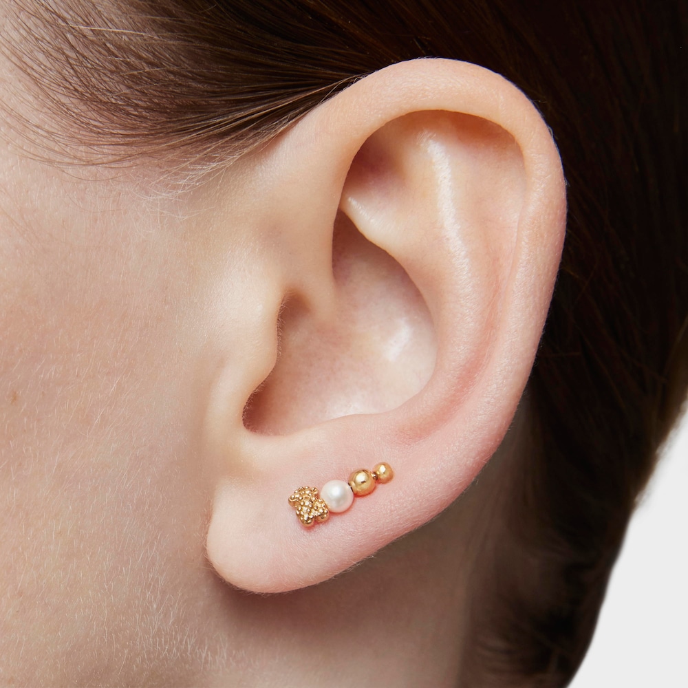 Climber Earring with 18kt gold plating over silver and cultured pearl TOUS Grain image number 4