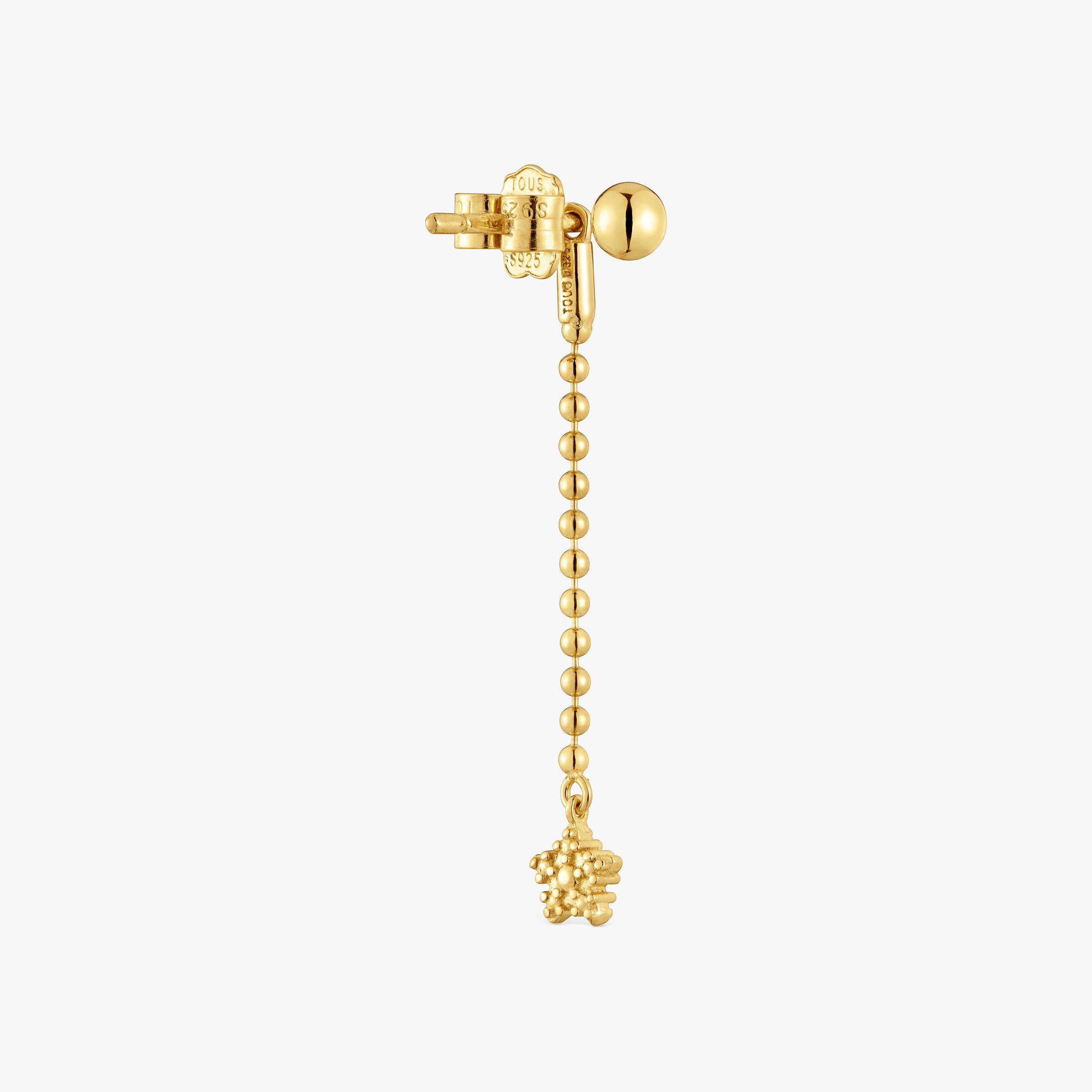 Long individual Earring with 18kt gold plating over silver TOUS Grain
