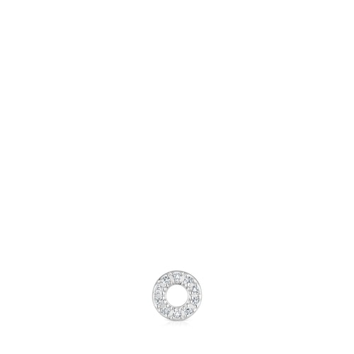 Pendiente suelto círculo pequeño de oro blanco con diamantes TOUS Grain