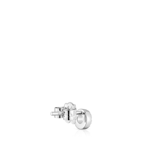 Pendiente suelto círculo pequeño de oro blanco con diamantes TOUS Grain