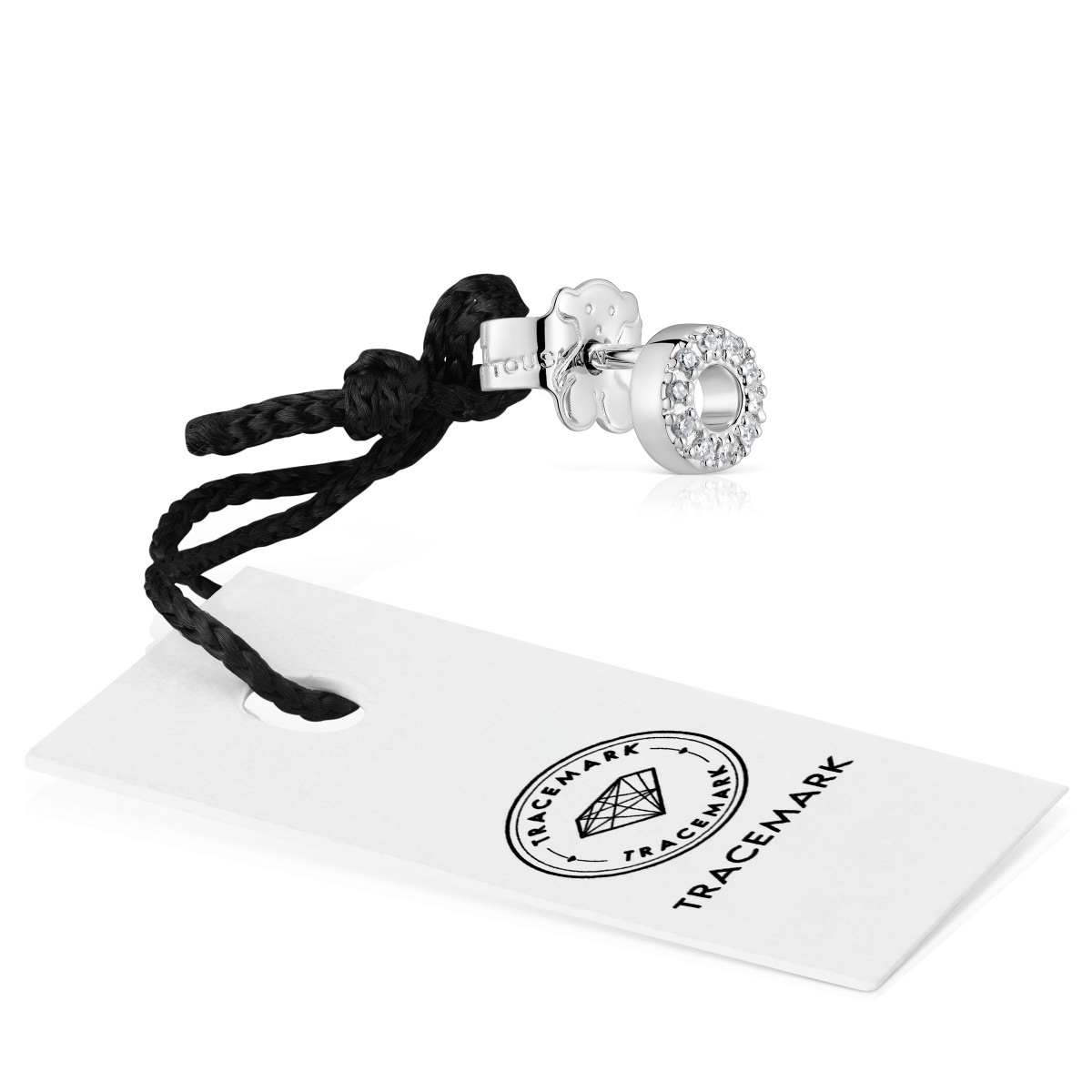 Small white-gold circle Single earring with diamonds TOUS Grain