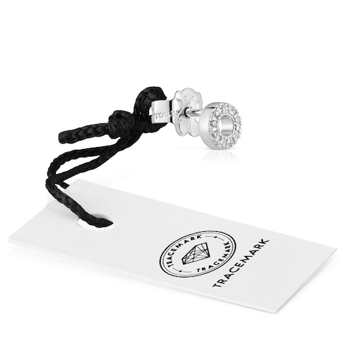 Pendiente suelto círculo pequeño de oro blanco con diamantes TOUS Grain
