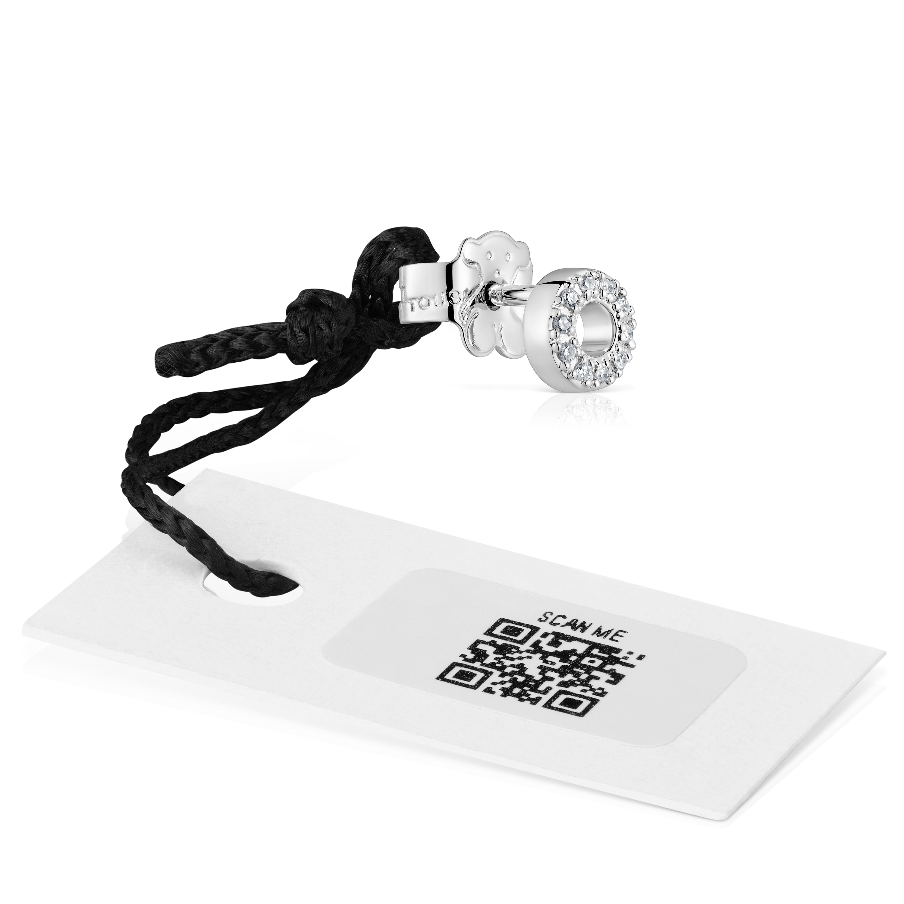 Small 18K white- gold circle Single earring with diamonds TOUS Grain