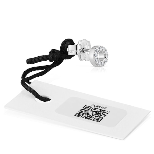 Pendiente suelto círculo pequeño de oro blanco con diamantes TOUS Grain
