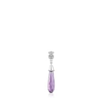 Short white-gold bear Single earring with diamonds and amethyst TOUS Grain