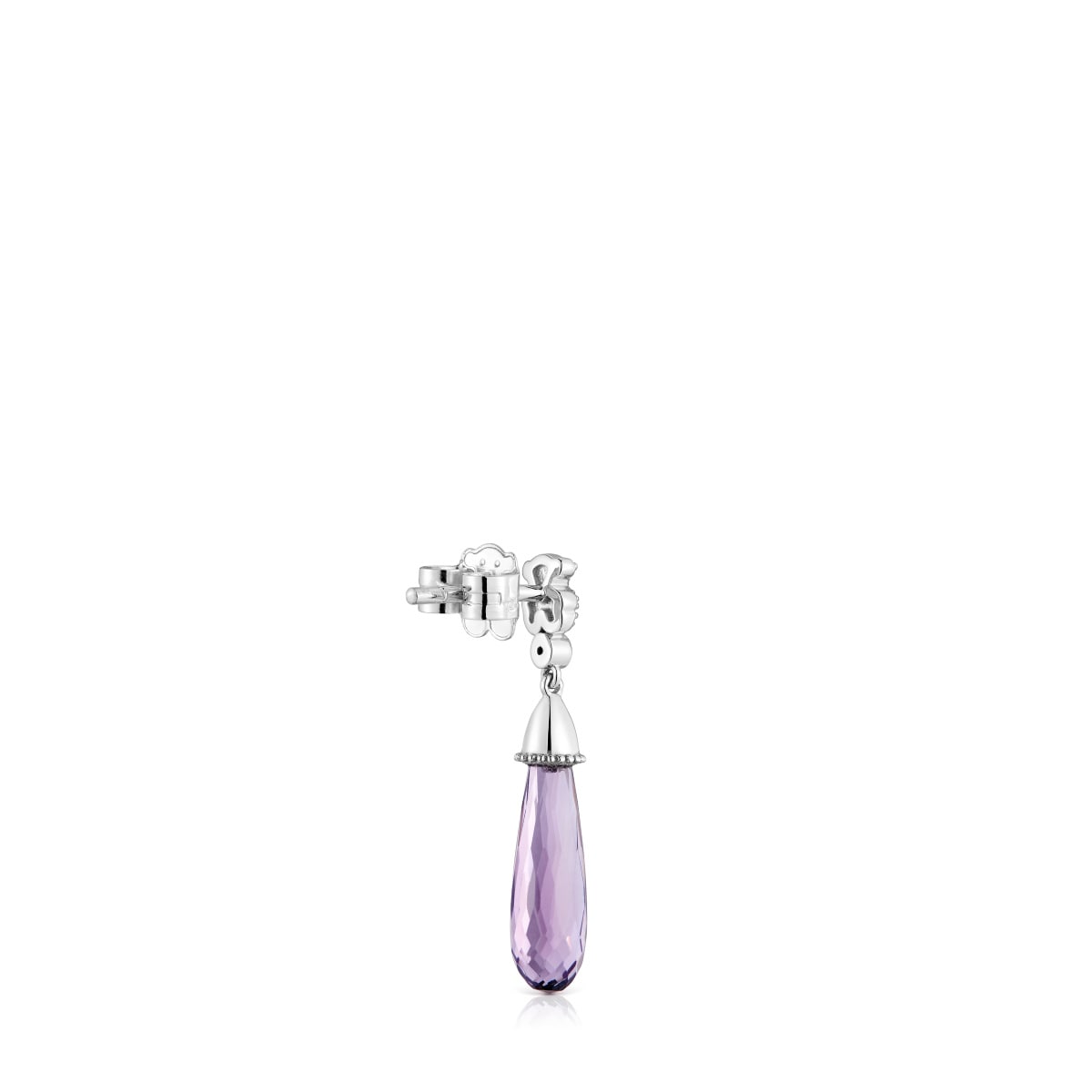 Short white-gold bear Single earring with diamonds and amethyst TOUS Grain