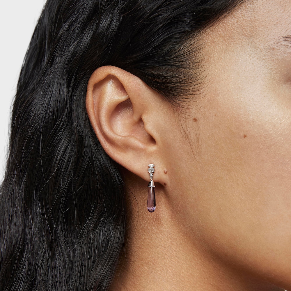 Kr&aacute;tka Samostatn&aacute; n&aacute;u&scaron;nica z&nbsp;bieleho zlata s&nbsp;medved&iacute;kom, diamantmi a&nbsp;ametystom TOUS Grain