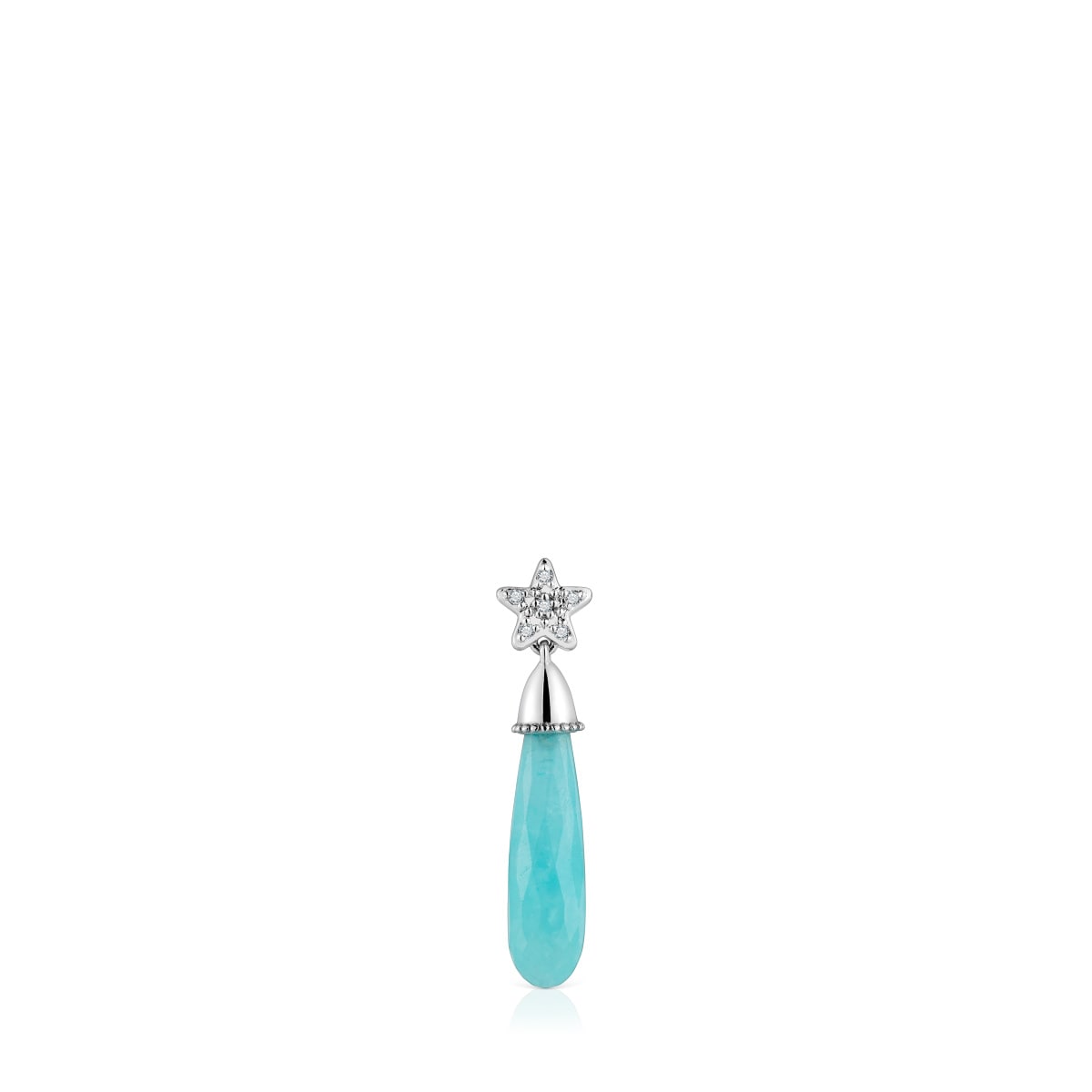Short white-gold star Single earring with diamonds and amazonite TOUS Grain