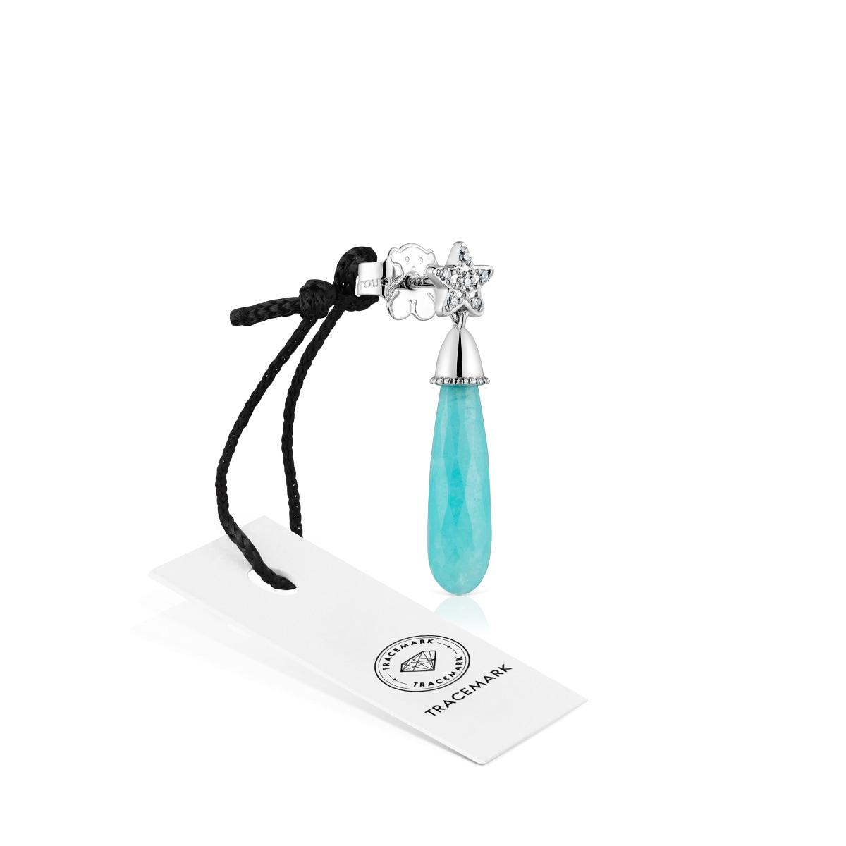 Short white-gold star Single earring with diamonds and amazonite TOUS Grain
