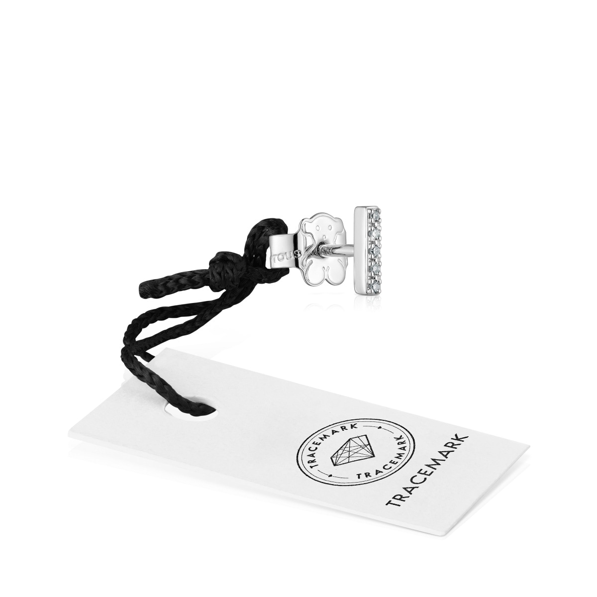 Small white-gold strip Single earring with diamonds TOUS Grain