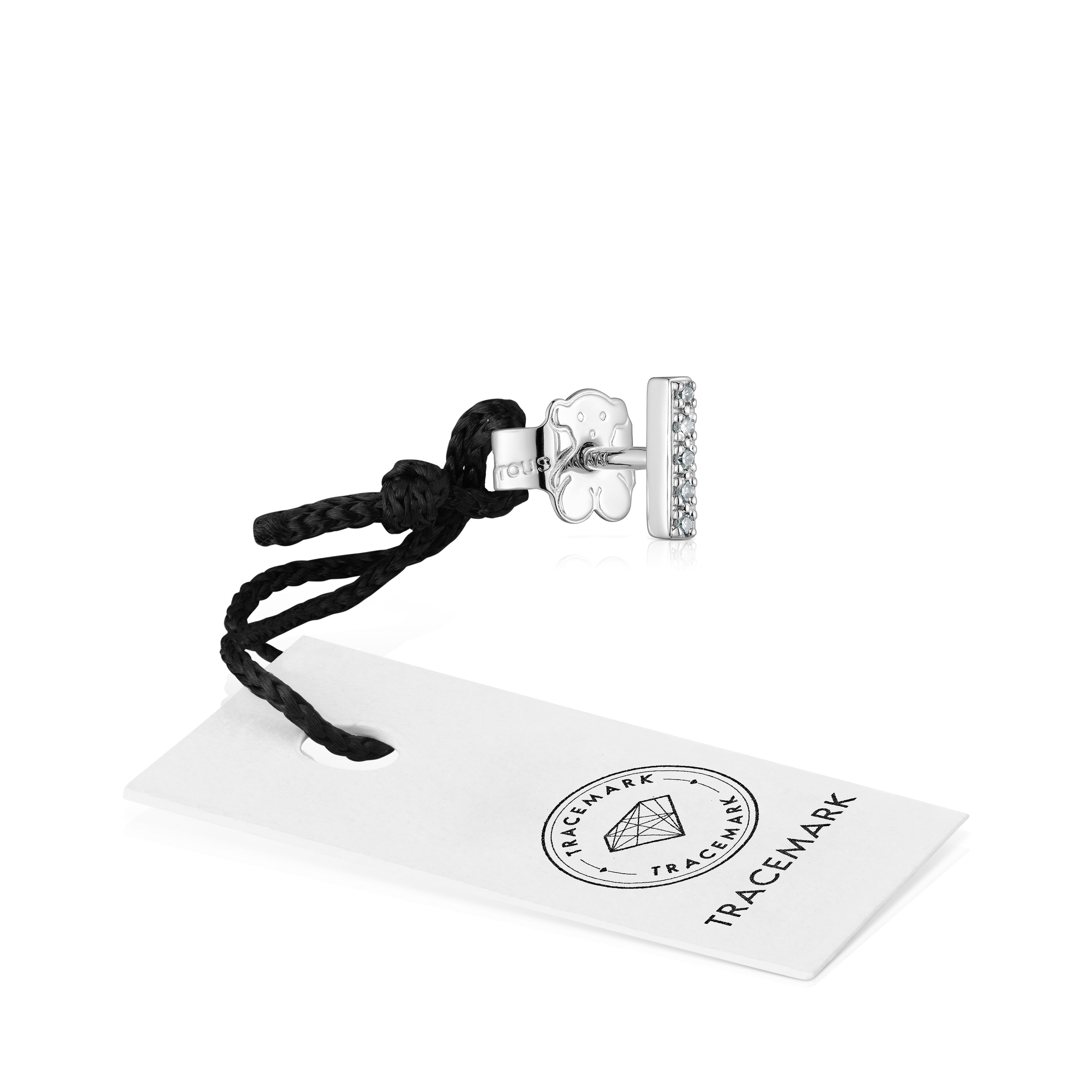 Small white-gold strip Single earring with diamonds TOUS Grain