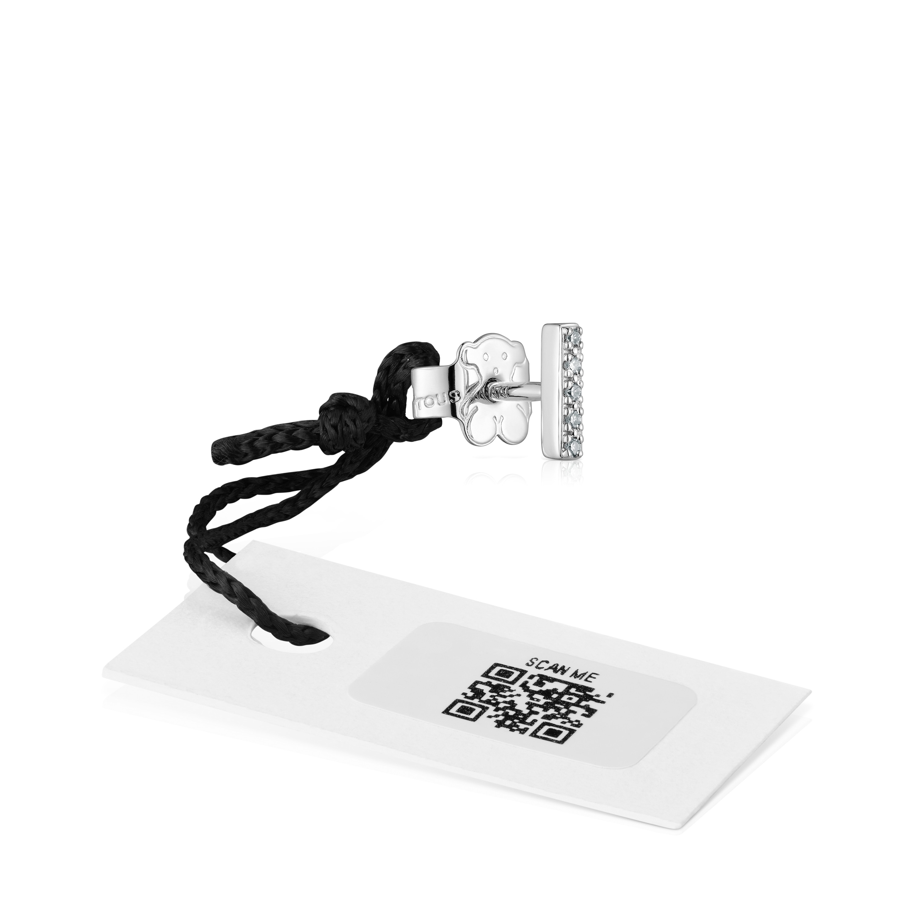 Small 18K white- gold strip Single earring with diamonds TOUS Grain