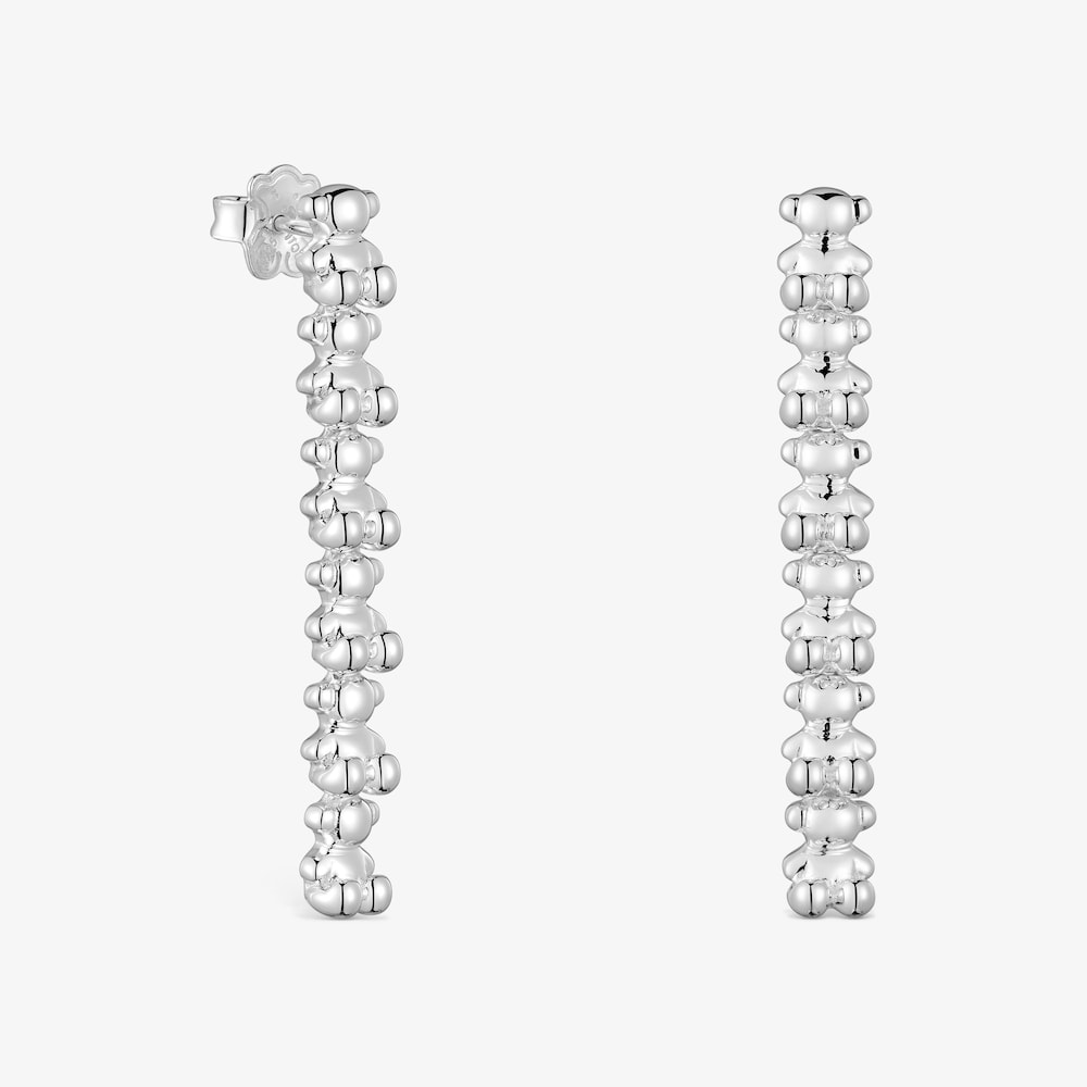 Aretes largos de plata motivos oso Bold Bear