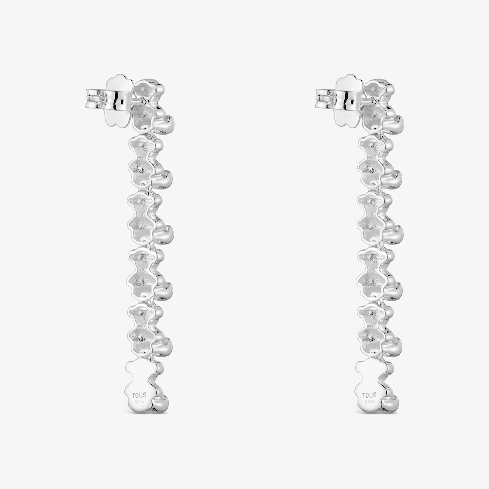 Aretes largos de plata motivos oso Bold Bear