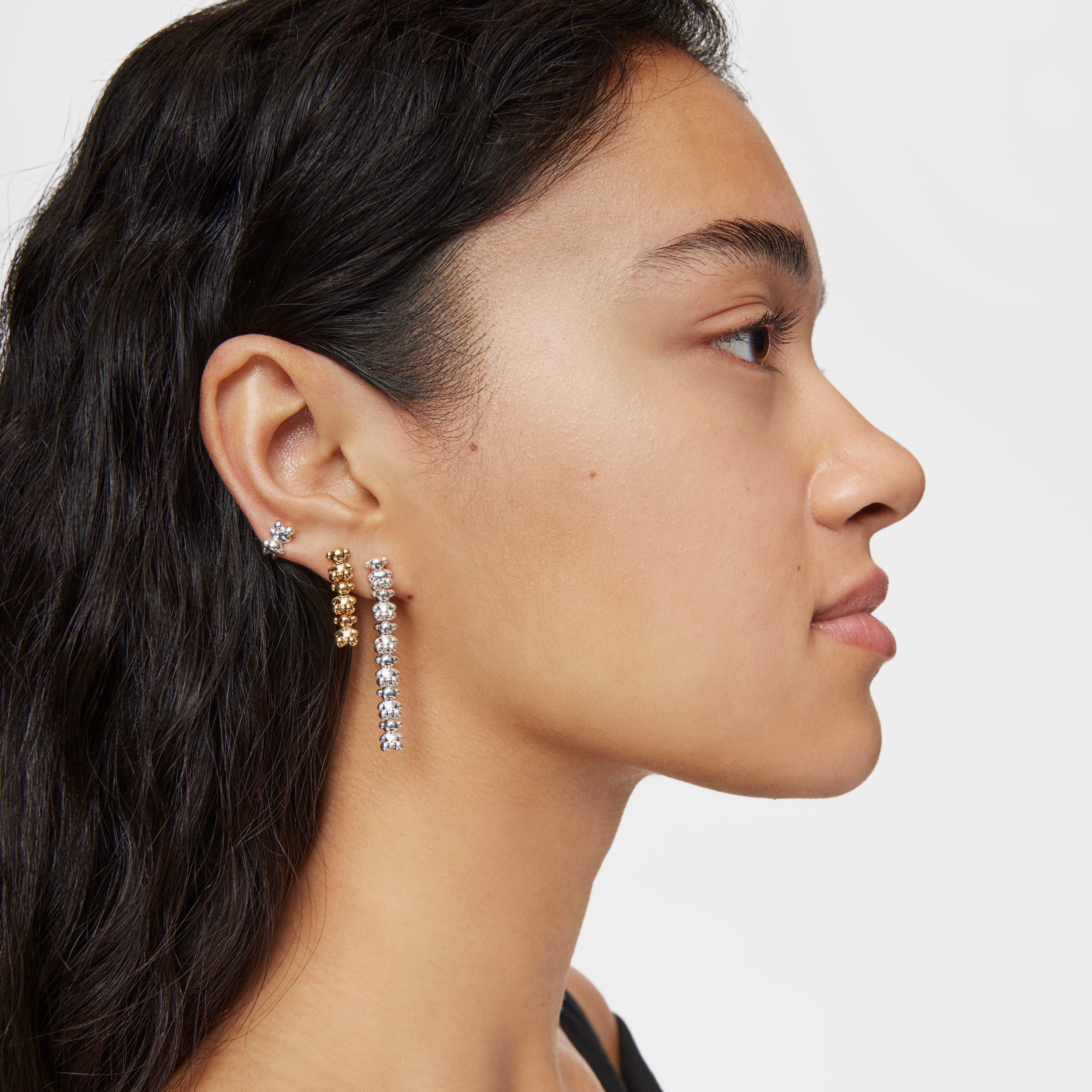 Long silver Earrings with bear motifs Bold Bear