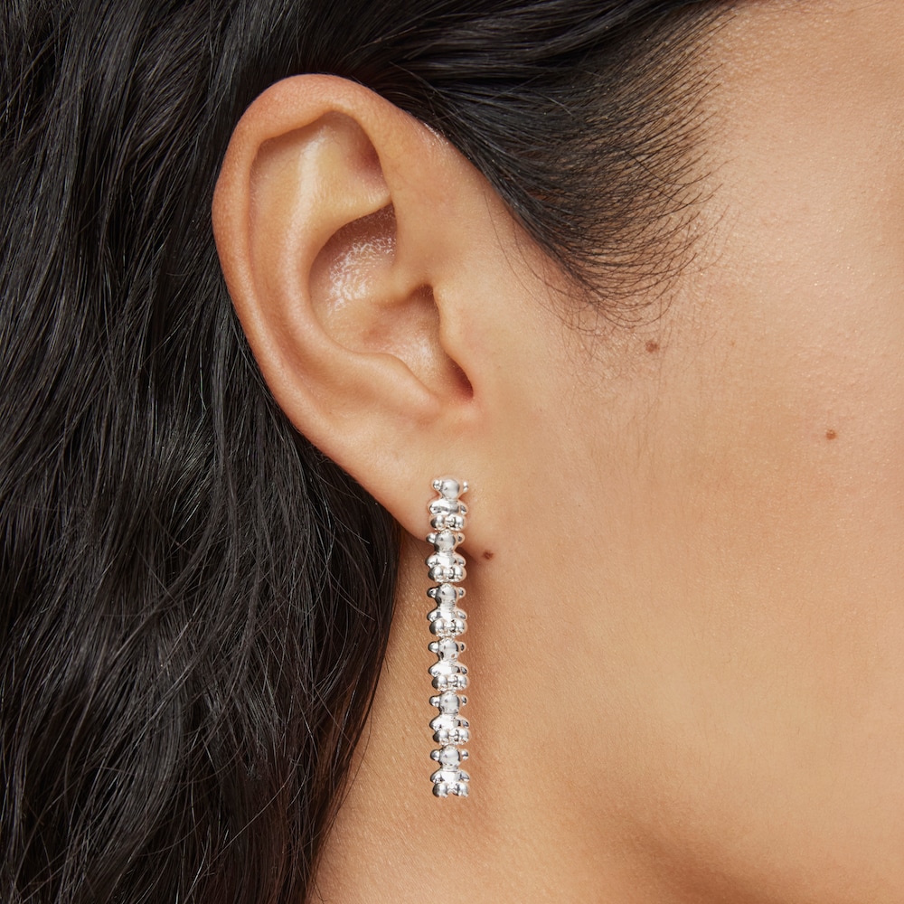 Aretes largos de plata motivos oso Bold Bear