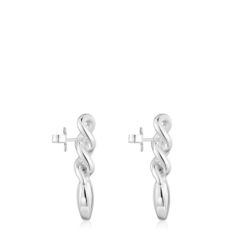 Short silver heart Earrings Bold Motif