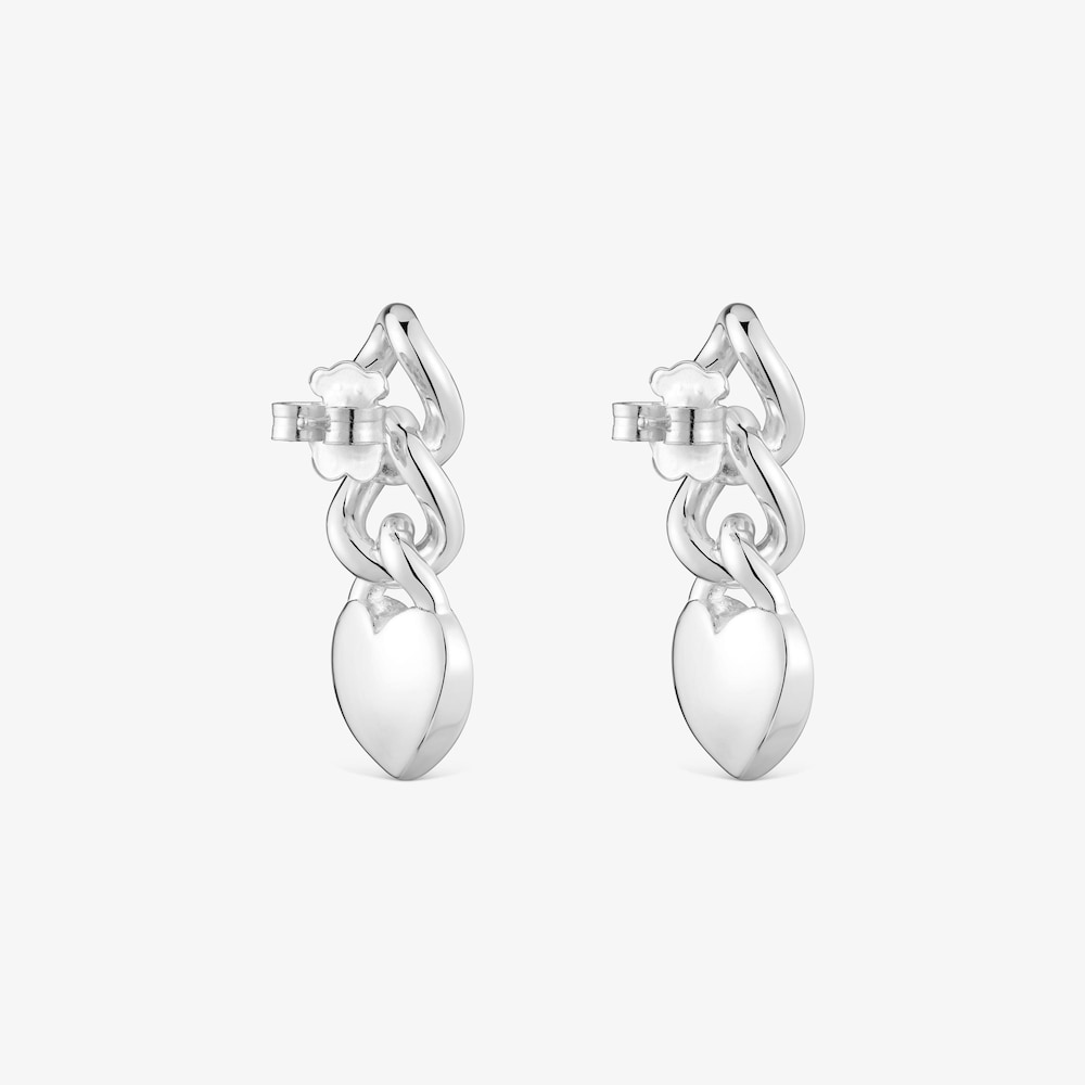 Pendientes cortos de plata coraz&oacute;n Bold Motif