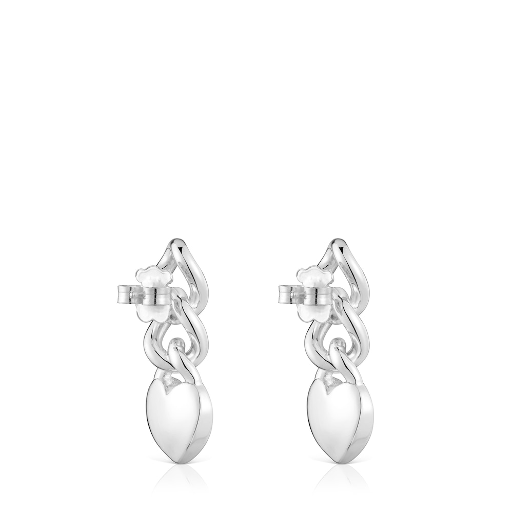 Short silver heart Earrings Bold Motif Short silver heart Earrings Bold Motif