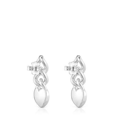 Short silver heart Earrings Bold Motif