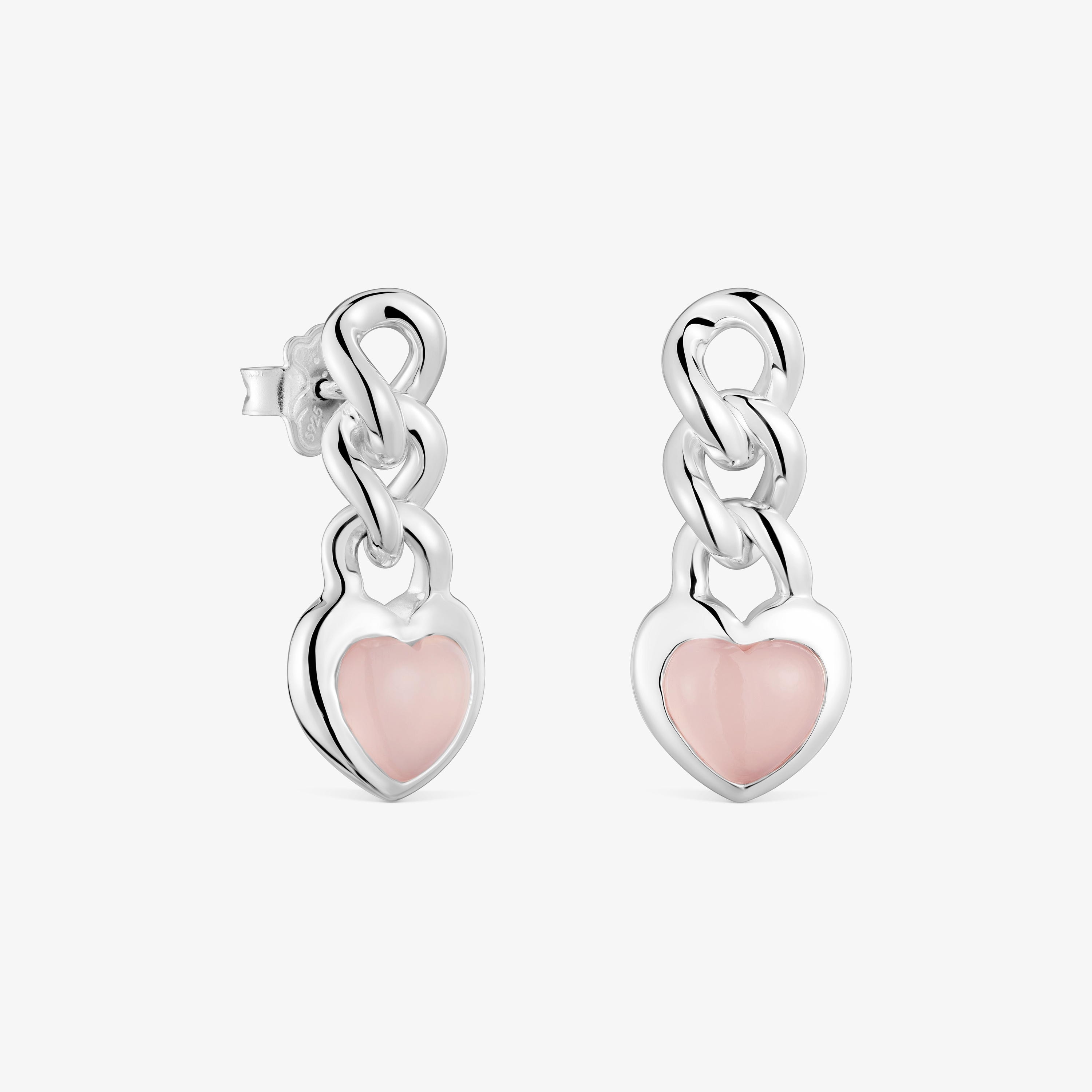 Short silver and chalcedony heart Earrings Bold Motif