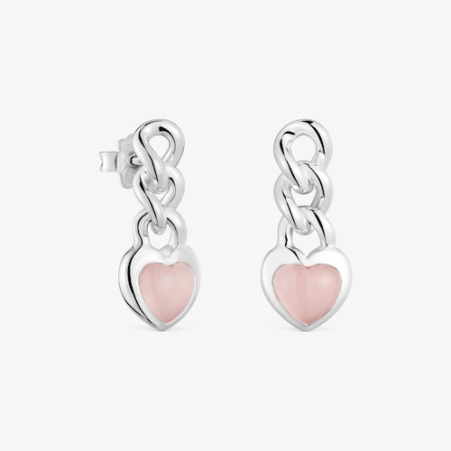 Short silver and chalcedony heart Earrings Bold Motif