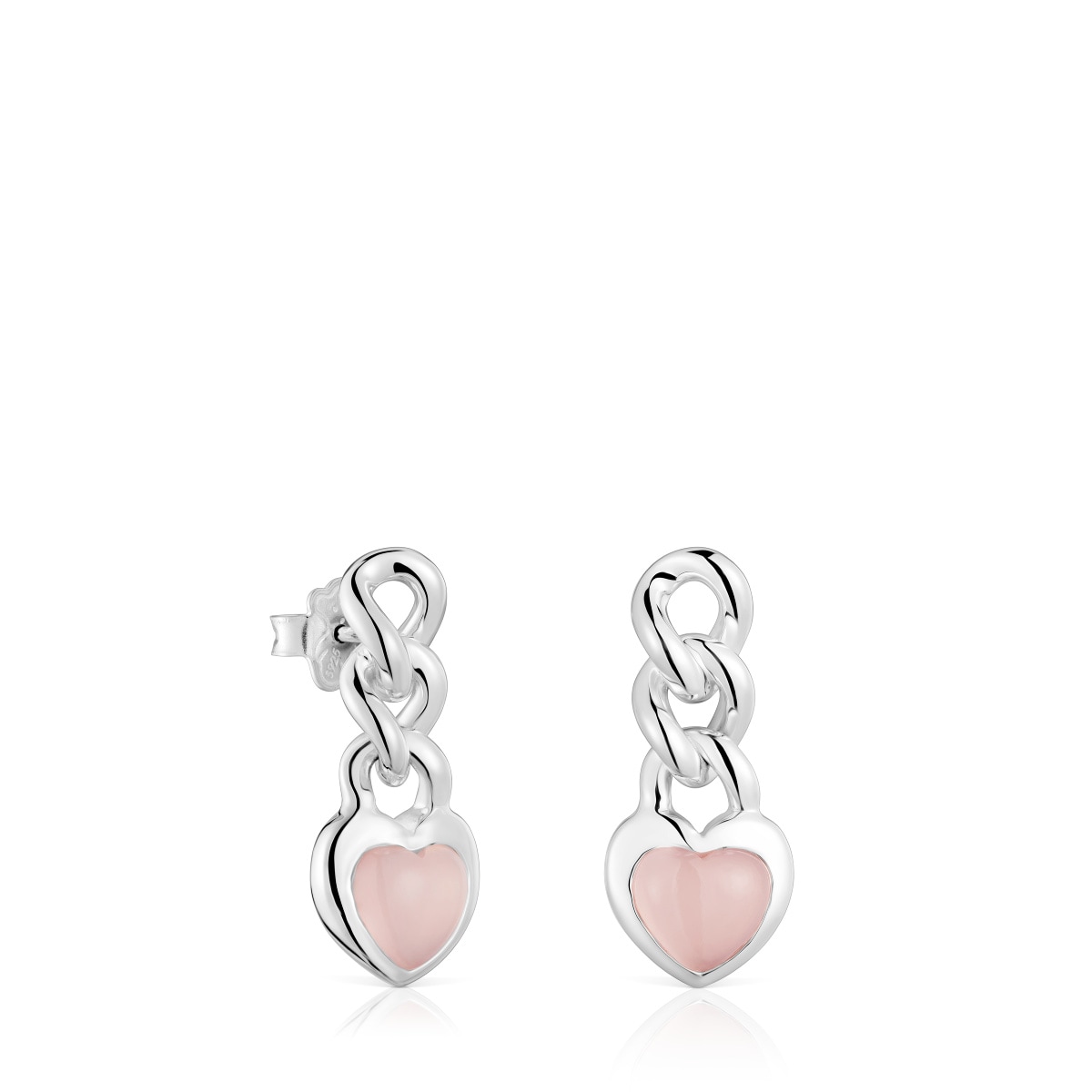 Short silver and chalcedony heart Earrings Bold Motif