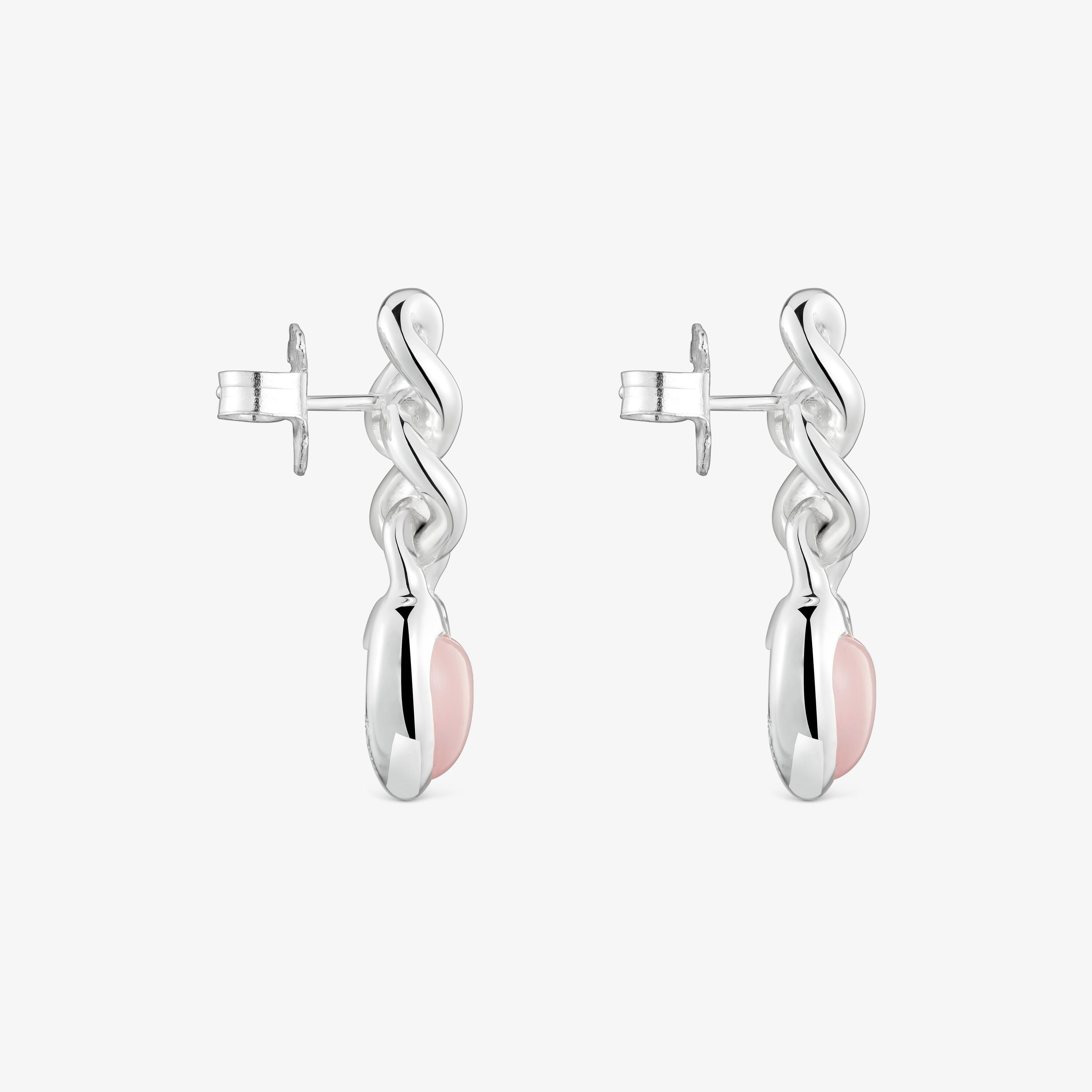 Short silver and chalcedony heart Earrings Bold Motif