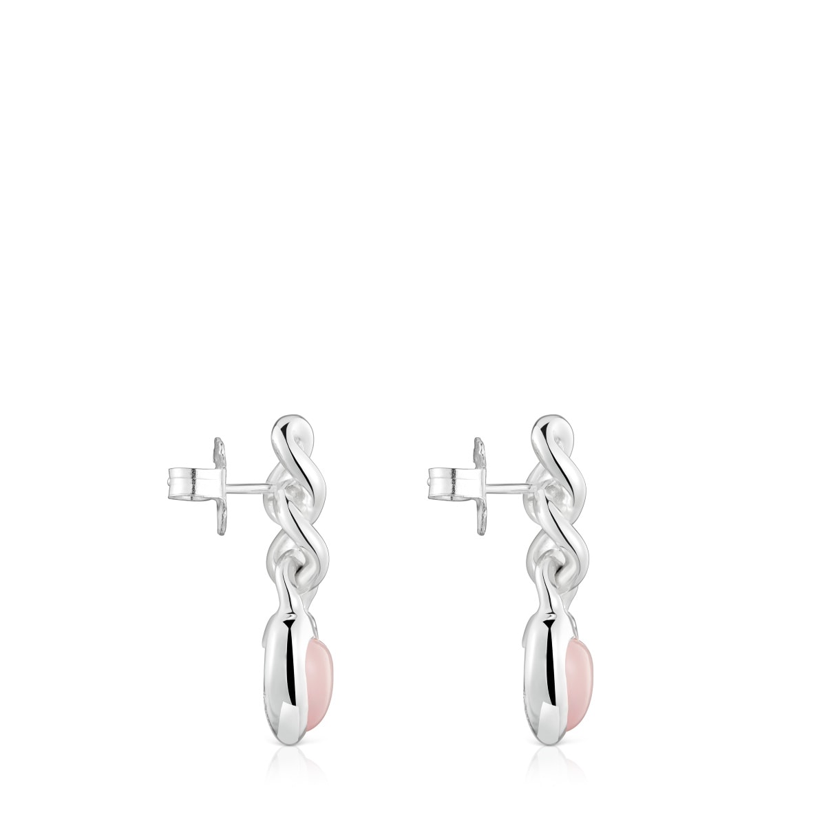 Short silver and chalcedony heart Earrings Bold Motif