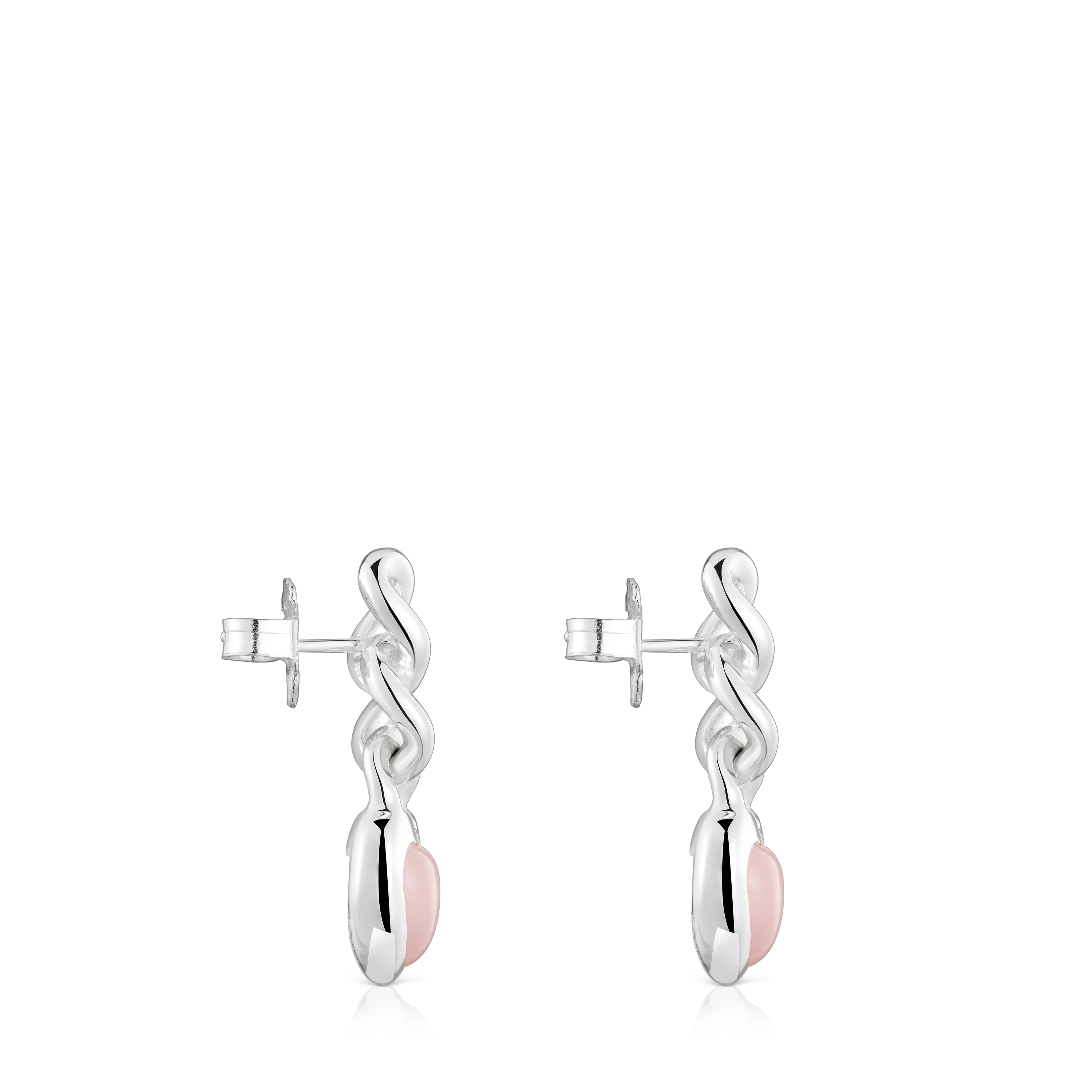Pendientes cortos corazón de plata y calcedonia Bold Motif