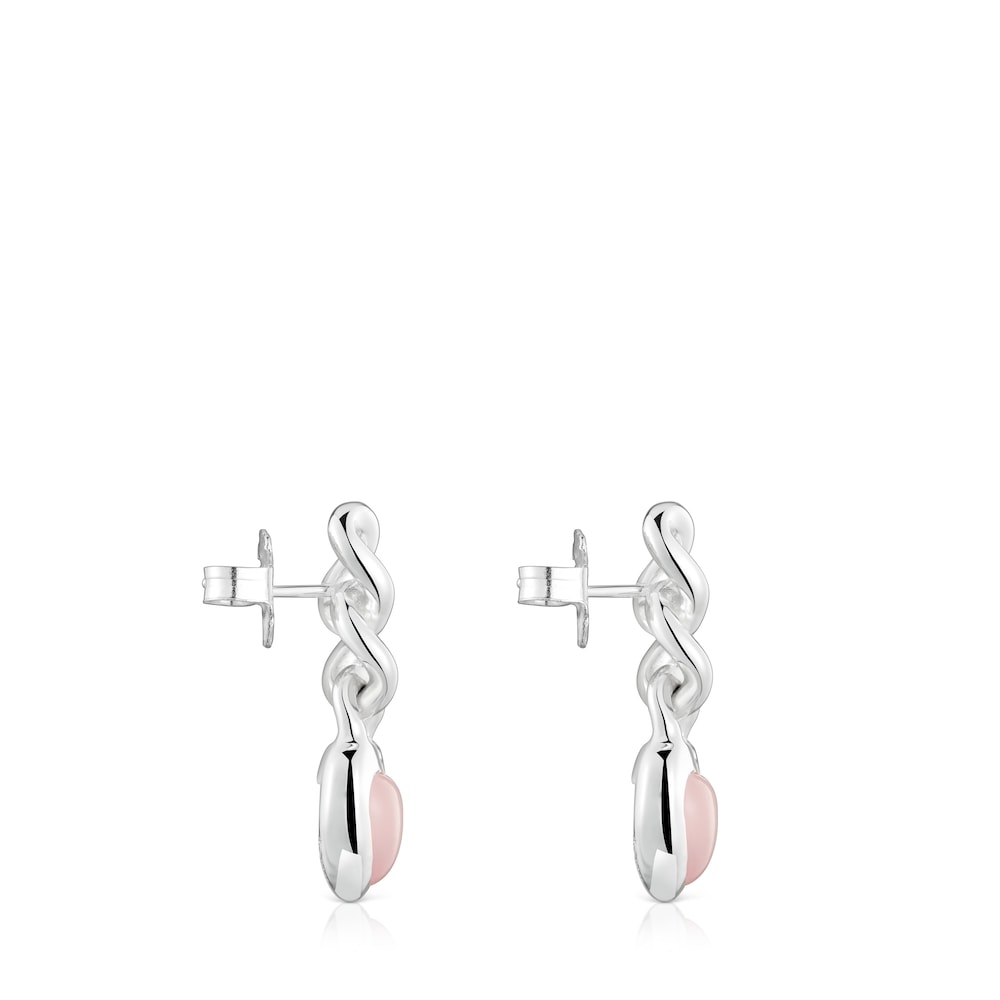 Short silver and chalcedony heart Earrings Bold Motif