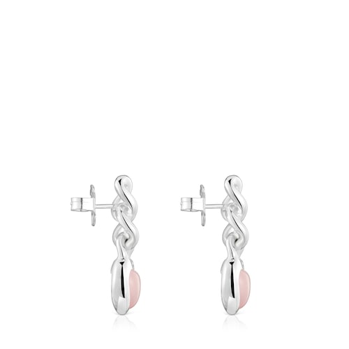 Short silver and chalcedony heart Earrings Bold Motif