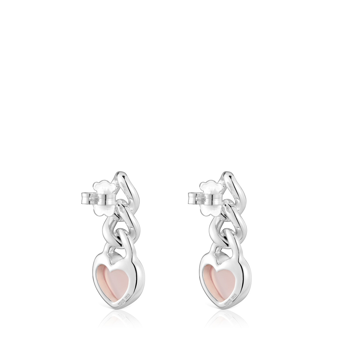 Short silver and chalcedony heart Earrings Bold Motif