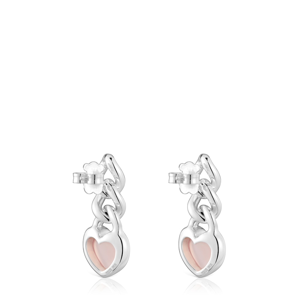 Short silver and chalcedony heart Earrings Bold Motif