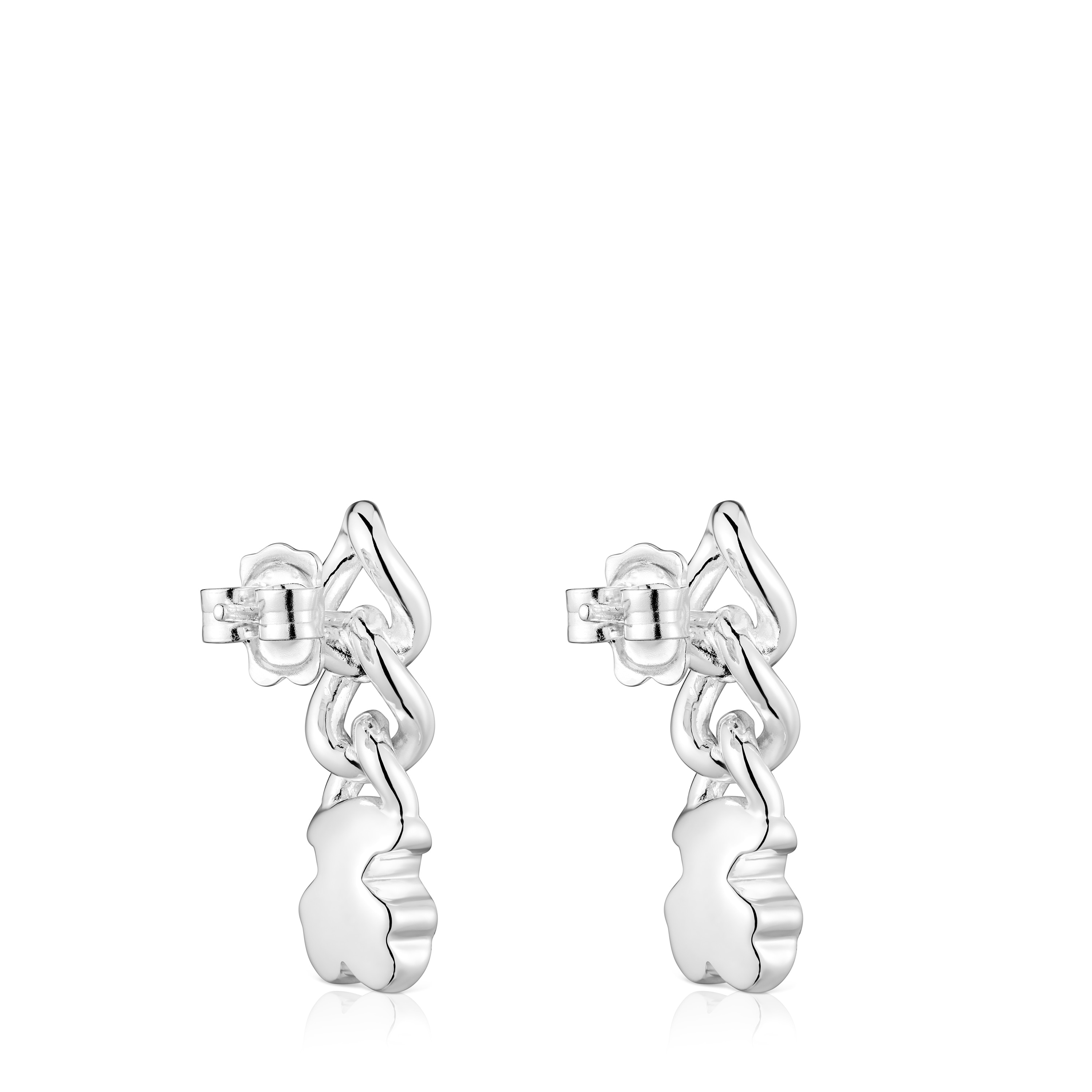 Pendientes cortos de plata oso Bold Motif