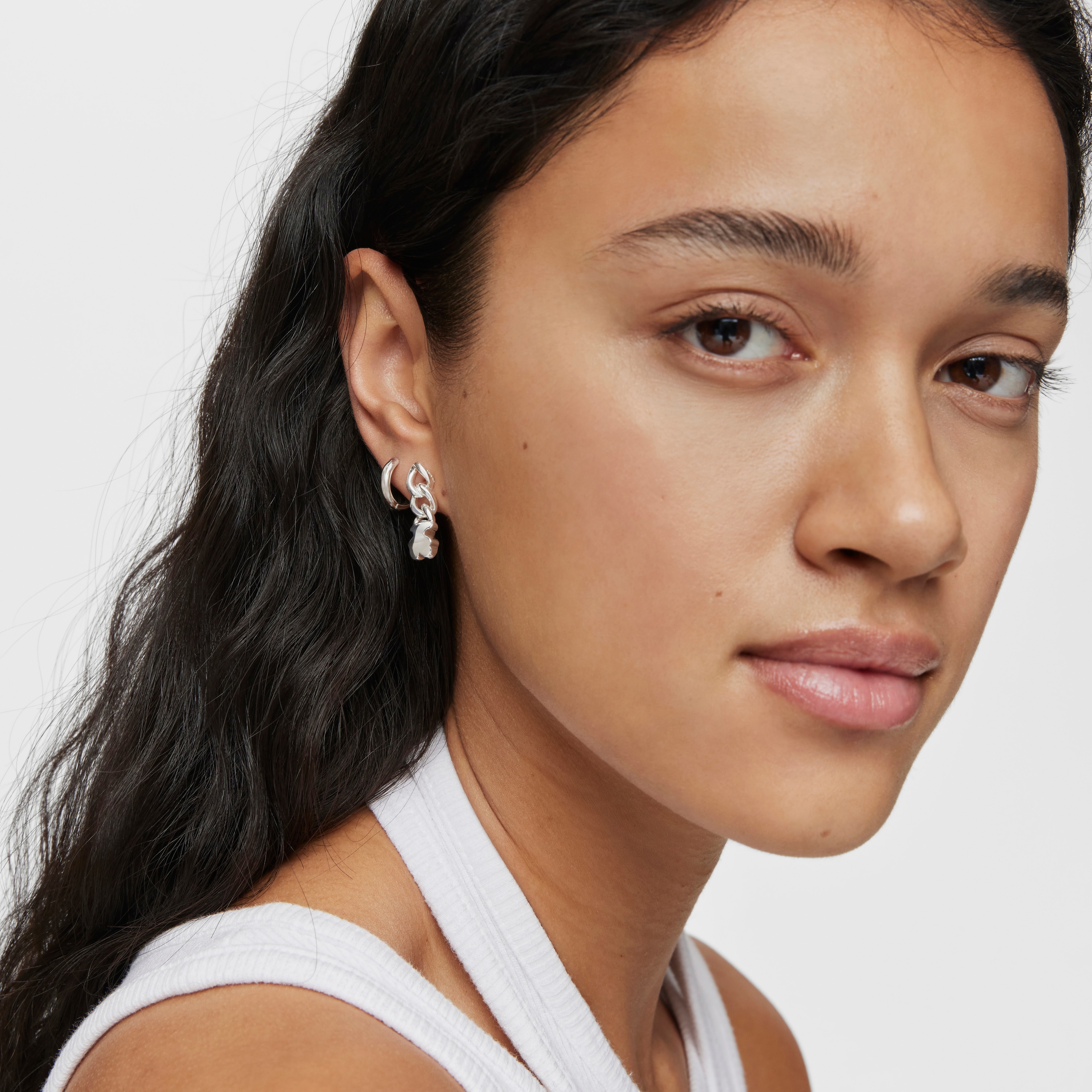 Short silver bear Earrings Bold Motif