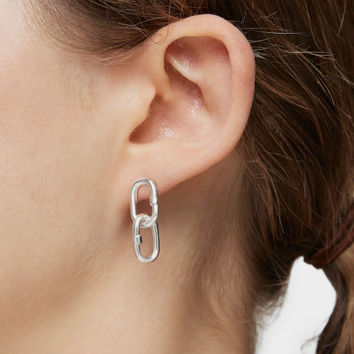 Small silver Earrings Hold Oval