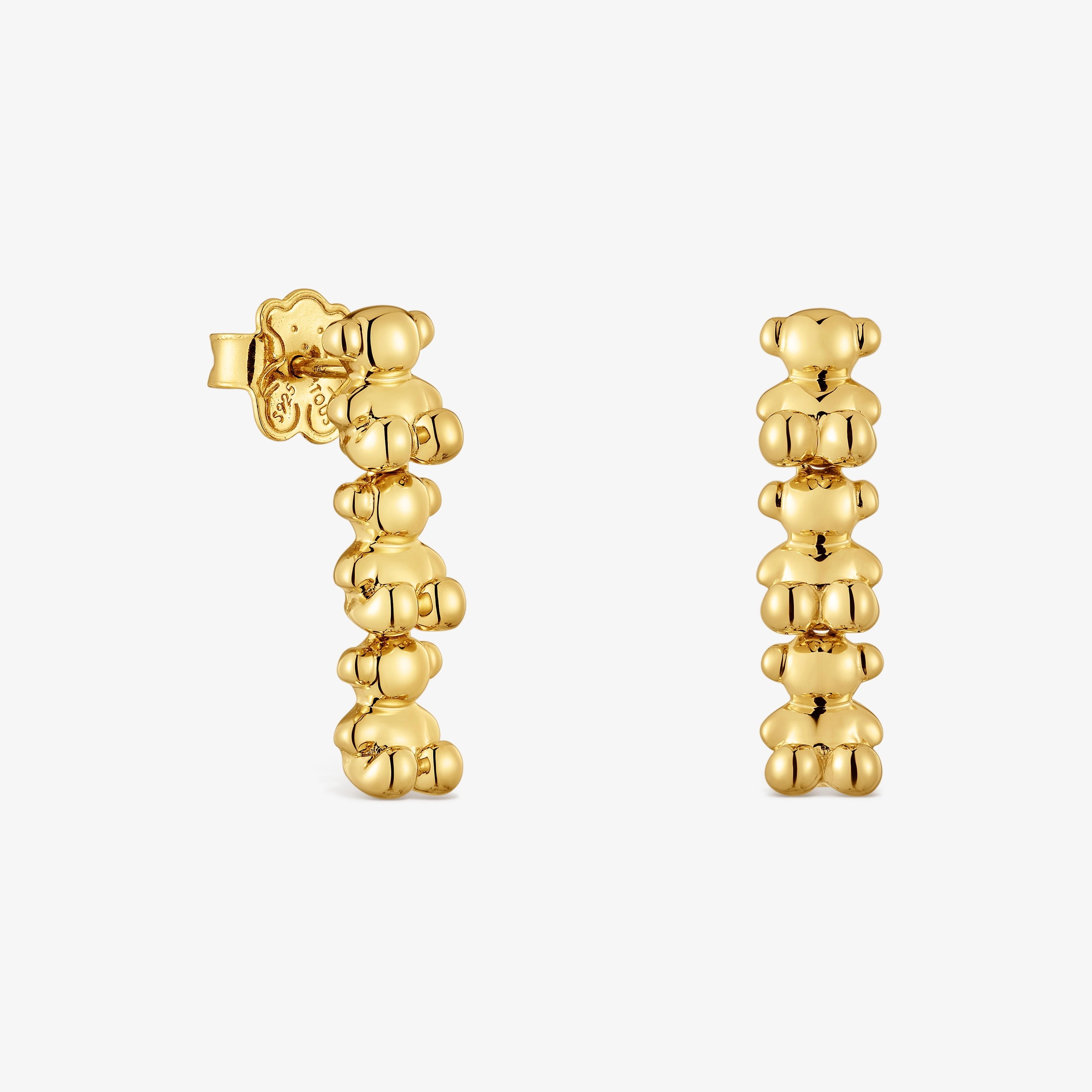 Long 18K gold vermeil Earrings with bear motifs Bold Bear