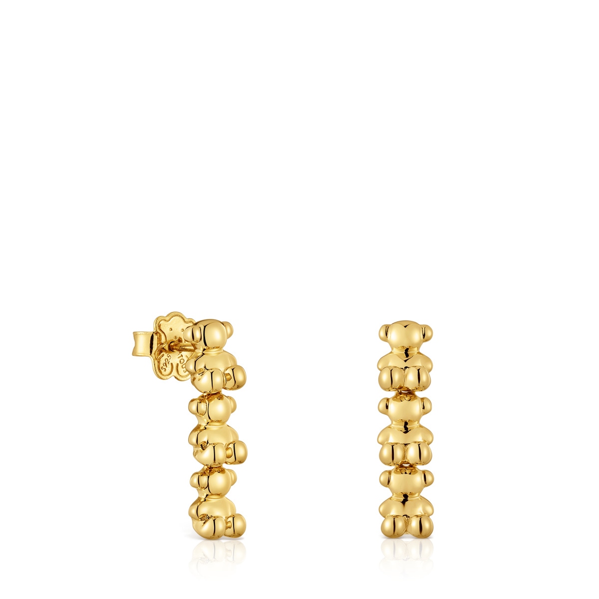 Pendientes largos con baño de oro 18 kt sobre plata motivos oso Bold Bear