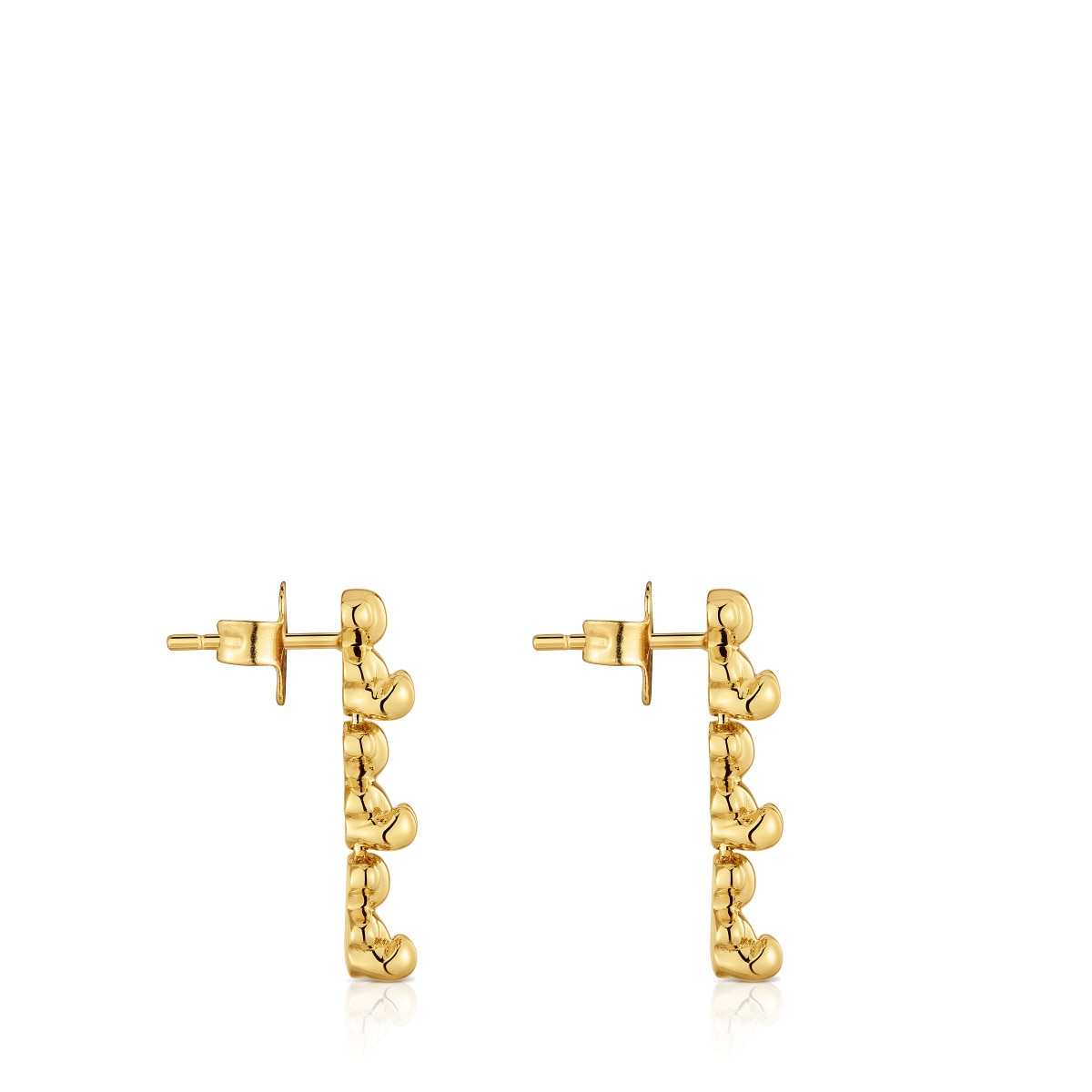 Pendientes largos con baño de oro 18 kt sobre plata motivos oso Bold Bear